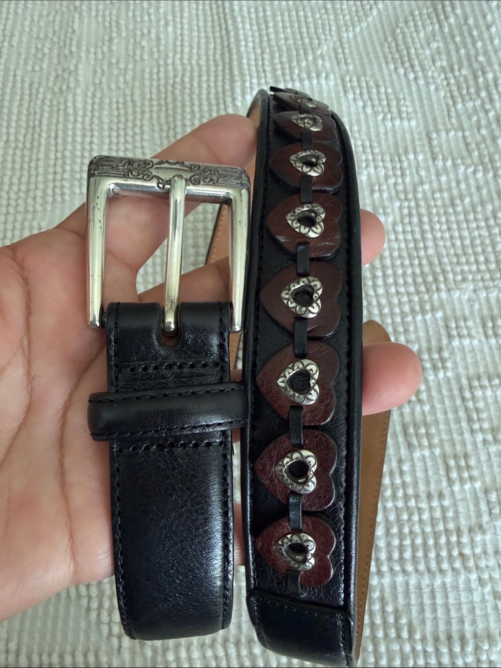 Brighton vintage Heart-Studded Black Leather size medium 30